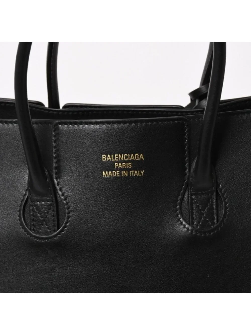 Balenciaga Bel Air Medium Carryall Leather 2-Way Handbag Black Gold